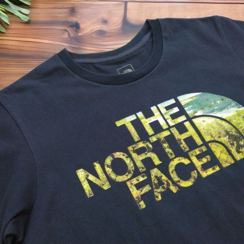 THE NORTH FACE　ザノースフェイス　半袖Tシャツ　ダメージ有　L　ネイビー　プリントTシャツ
