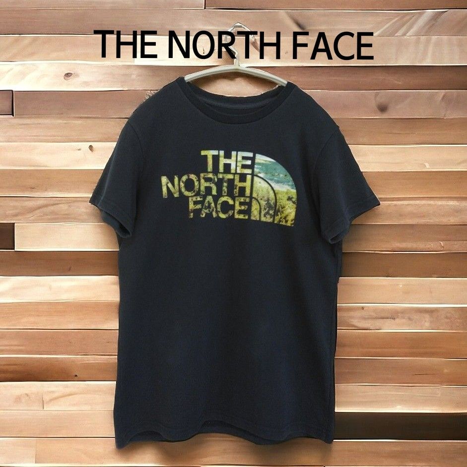 THE NORTH FACE　ザノースフェイス　半袖Tシャツ　ダメージ有　L　ネイビー　プリントTシャツ