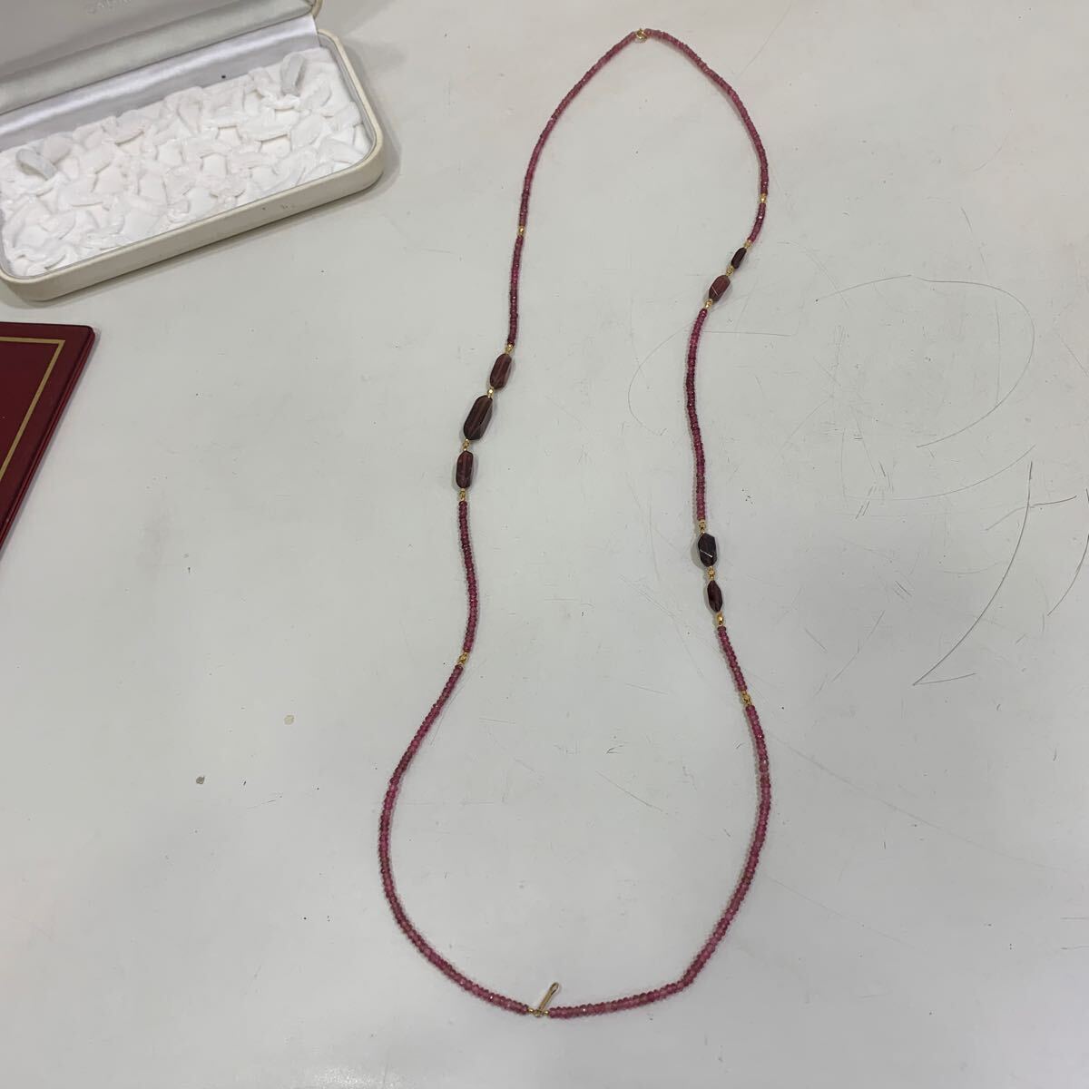 鑑定書付き《K18 金具　天然 ピンクトルマリンネックレス》約21.5g 全長94cm tourmaline necklace ジュエリー jewelry アクセサリー _画像5