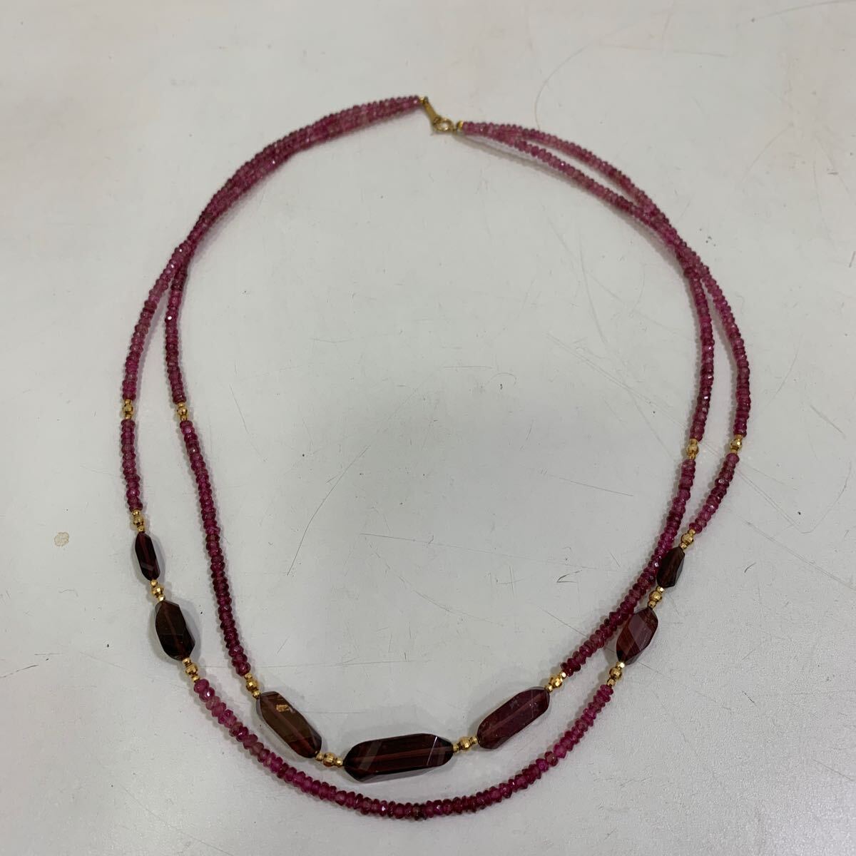 鑑定書付き《K18 金具　天然 ピンクトルマリンネックレス》約21.5g 全長94cm tourmaline necklace ジュエリー jewelry アクセサリー _画像10