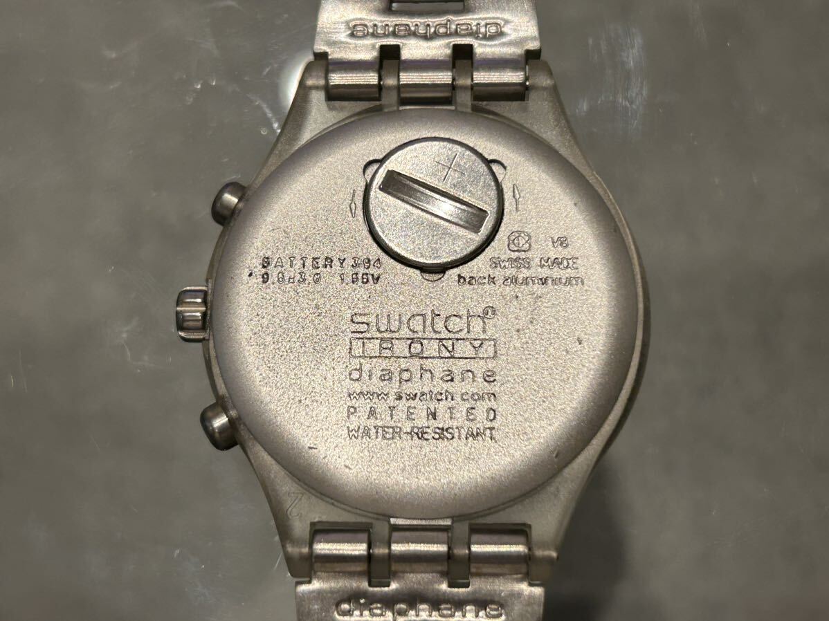SWATCH IRONY diaphane スウォッチ メンズ腕時計 シルバー 黒文字盤 動作確認未実施 中古品 の画像2