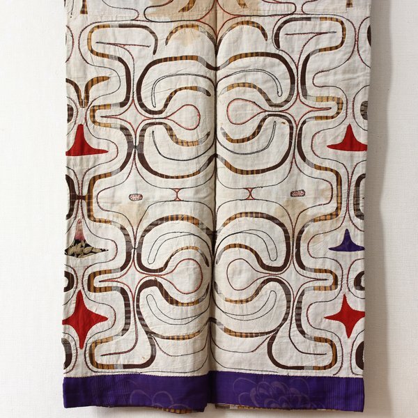 [TAKIYA]7264[a собака раса костюм kapalamip] белый ткань порез . документ . дерево хлопок вышивка ..antique kimono textile старый изобразительное искусство времена 
