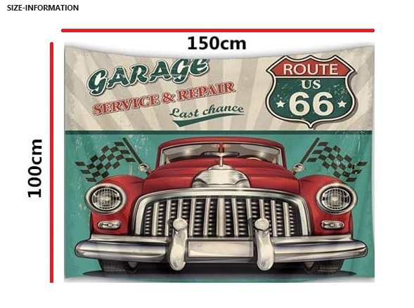 新品 Route66 ビッグ タペストリー ガレージ アメリカン 壁掛け 大判 布ポスター 背景布 150×100cm _画像4