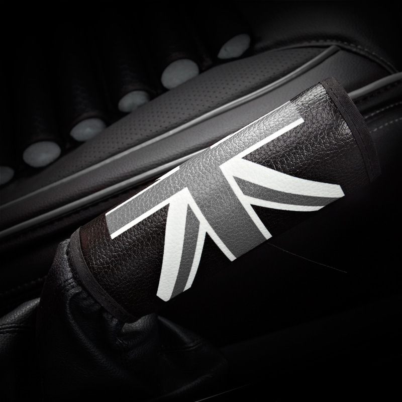 サイドブレーキ カバー PUレザー製 BMW MINI ミニクーパー ハンドブレーキ アクセサリー ユニオンジャック×グレー 送料無料の画像4