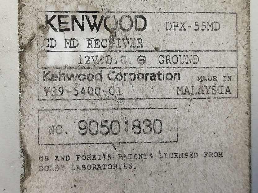 ケンウッド　MD&CDデッキ DPX-55MD　ジャンク品　　　KENWOOD_画像7