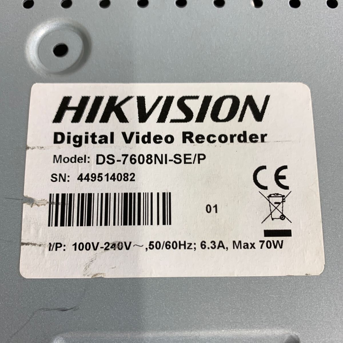 HL006.型番：DS-7608NI-SE/P .a 0319.HIKVISION .digital video recorder.本体のみ.ジャンクの画像10