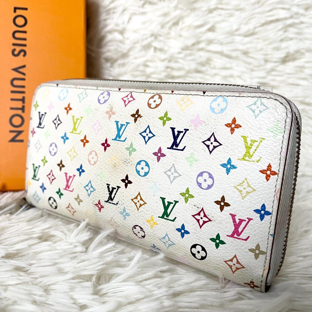 ⑥LOUIS VUITTON ルイヴィトン ジッピーウォレット モノグラム マルチカラー ホワイト ラウンドジップ 長財布_画像1