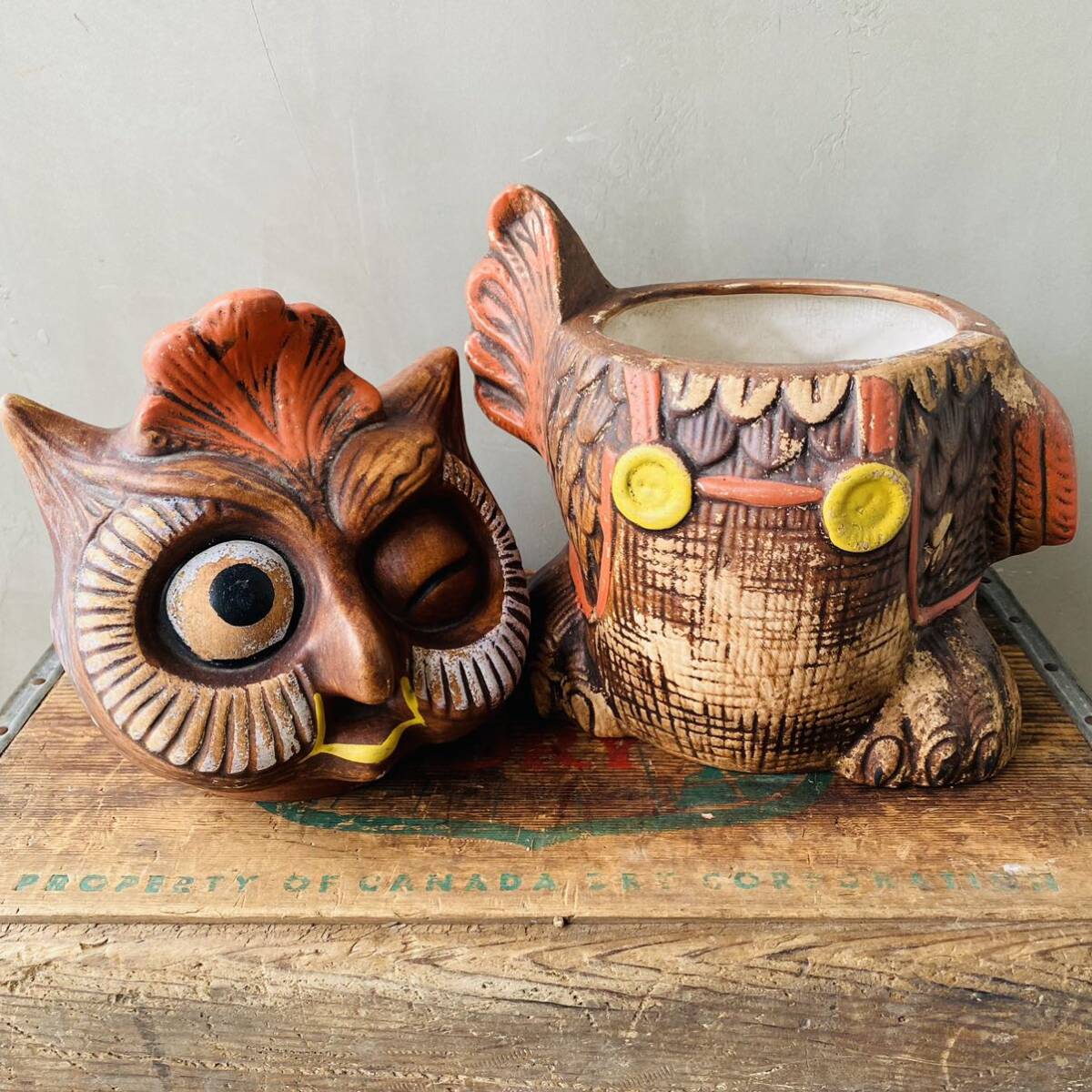 【1960s USA vintage 】owl cookie jar フクロウ クッキージャー_画像7