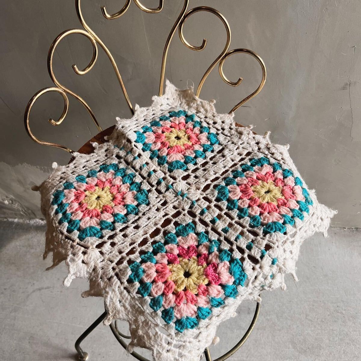 【USA vintage】Granny Square Mini Rug グラニースクエア　ミニラグ　アメリカ　ビンテージ