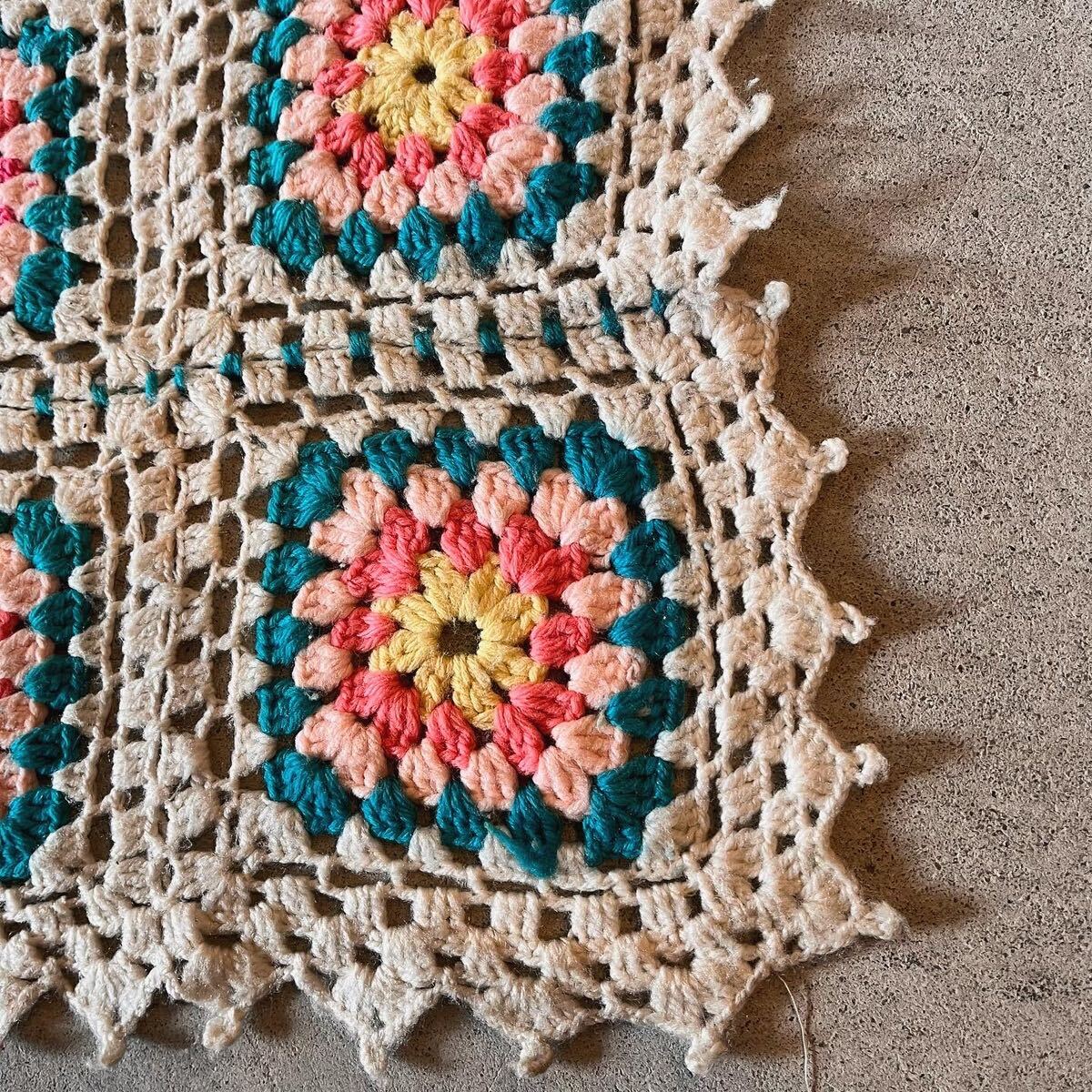 【USA vintage】Granny Square Mini Rug グラニースクエア　ミニラグ　アメリカ　ビンテージ