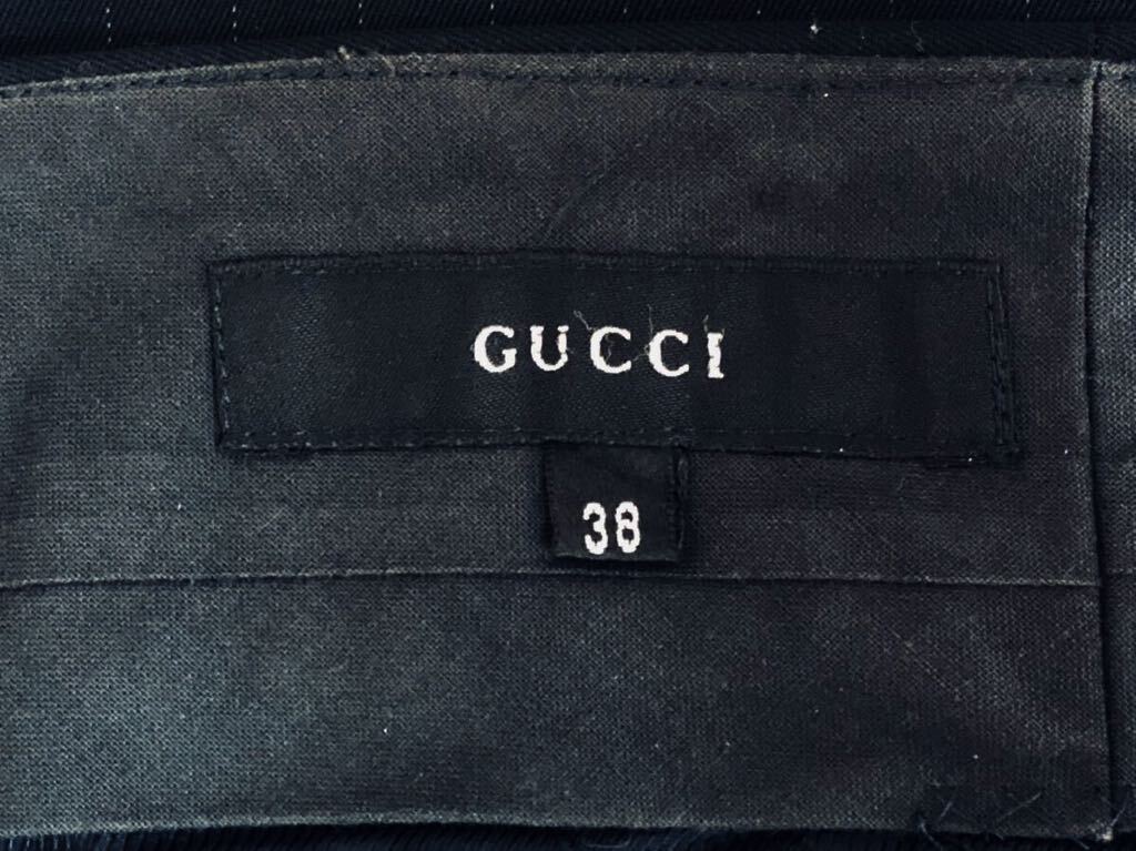 GUCCI グッチ タイト スカート size38 205-0812-7241 ネイビー ストライプ スリット 9号 Mサイズ レディース イタリア製 中古 現状品_画像8