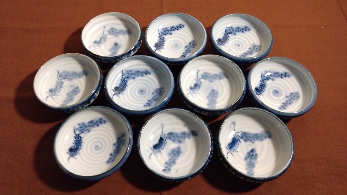 古伊万里 伊万里 染付 蟹の図 豆鉢 菓子鉢 蔵出し 角福 江戸期 古伊万里 伊万里 染付 蟹の図 豆鉢 菓子鉢 蔵出し 角福 江戸期