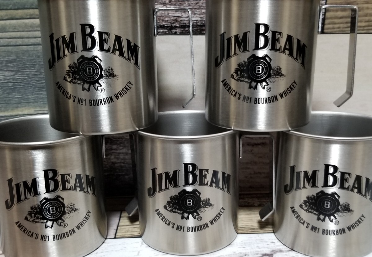 未使用 JIM BEAM ステンレスマグカップ ５個セット カップ ジムビーム　キャンプソロキャン_画像2