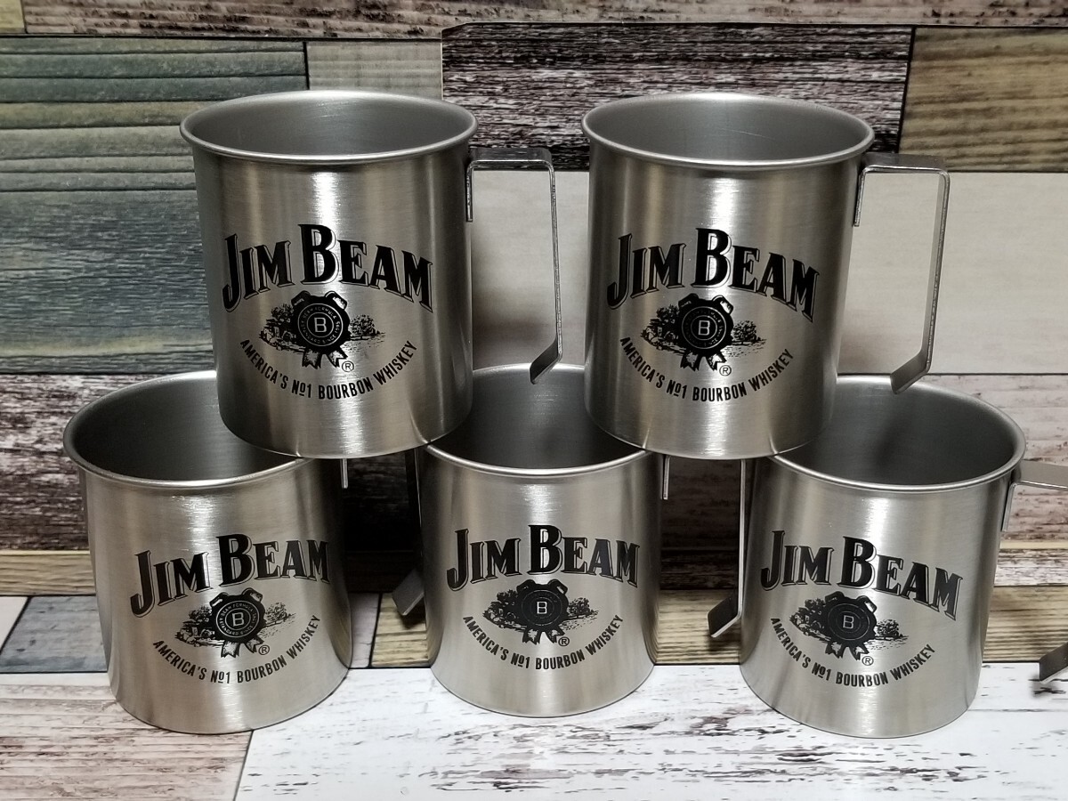 未使用 JIM BEAM ステンレスマグカップ ５個セット カップ ジムビーム　キャンプソロキャン_画像1