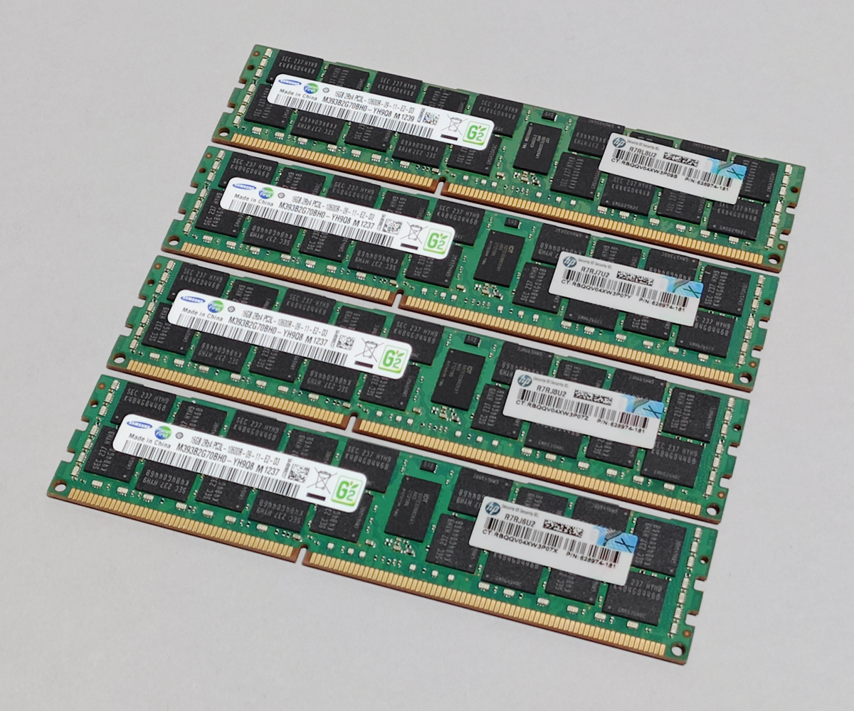 1333MHz 16GB 4枚組 合計 64GB MacPro用メモリー 2009 2010 2012モデル用 240pin DDR3 10600R RDIMM ECC 動作確認済 #0314A_画像1