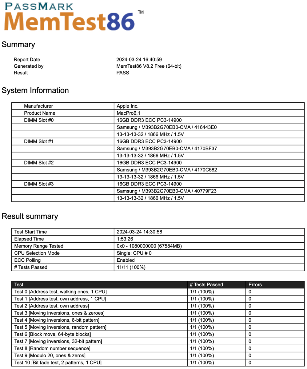 1866MHz 16GB 4枚組 合計 64GB MacPro用メモリー 2013 モデル用 240pin DDR3 14900R RDIMM 2009 2010 2012 Z620 Z820 動作確認済 #0324Dの画像5