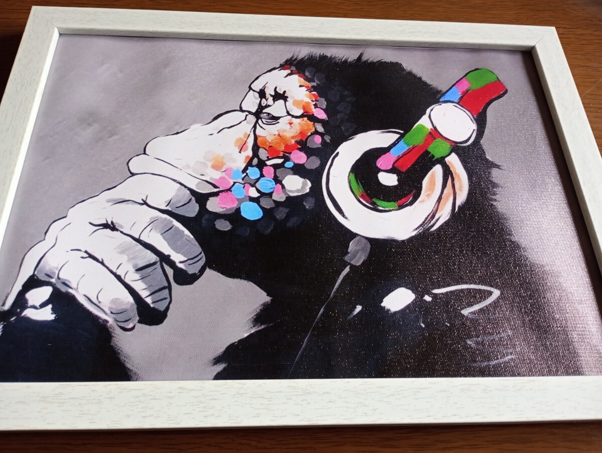 【額付ポスター】A4キャンバス現代アート Banksy/バンクシー フレーム付2