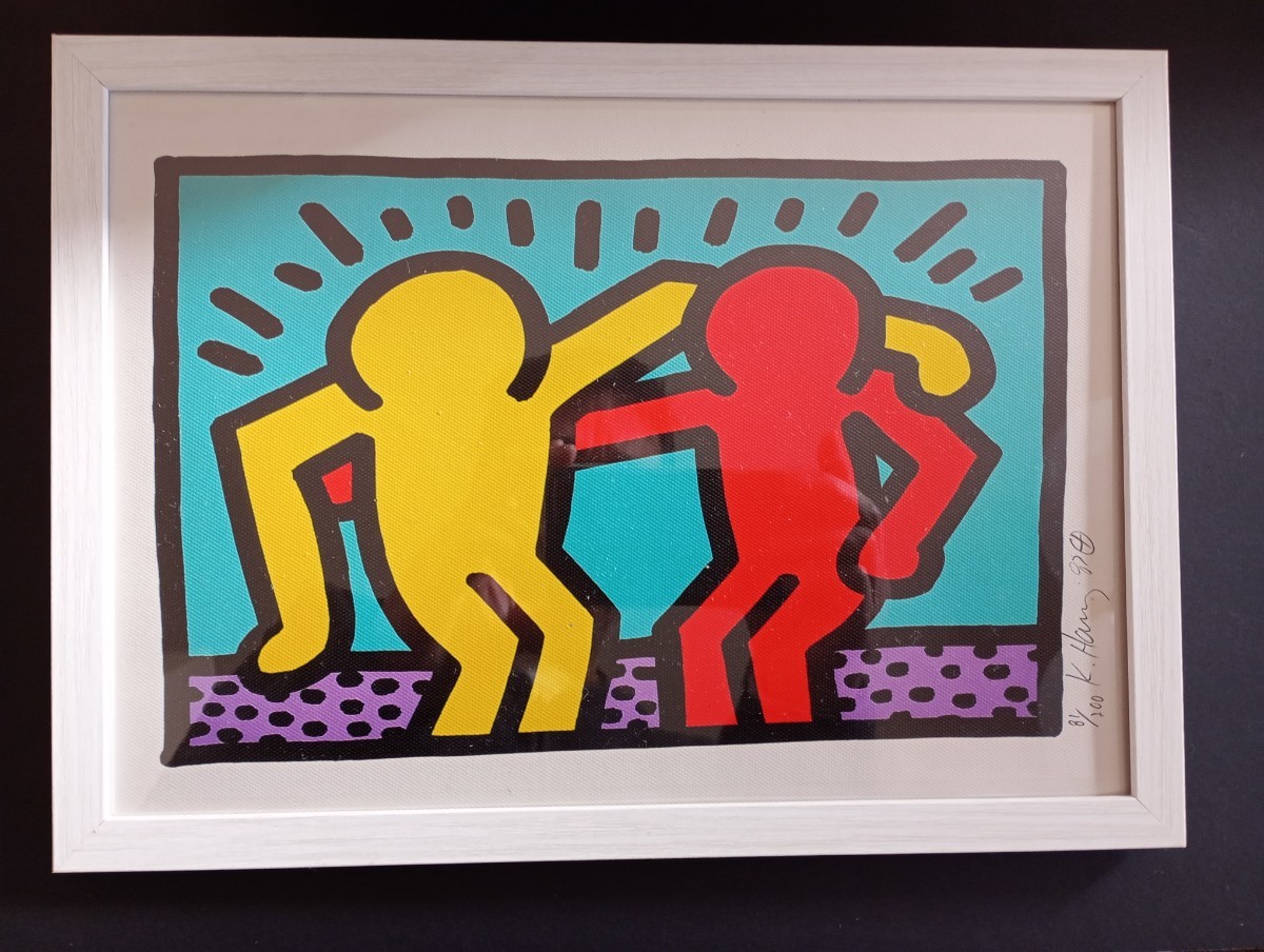 【アートフレームポスター】A4アートポスター　 キース・ヘリング/keith haring 　キャンバスポスター　21×30cm インテリア雑貨フレーム付_画像1