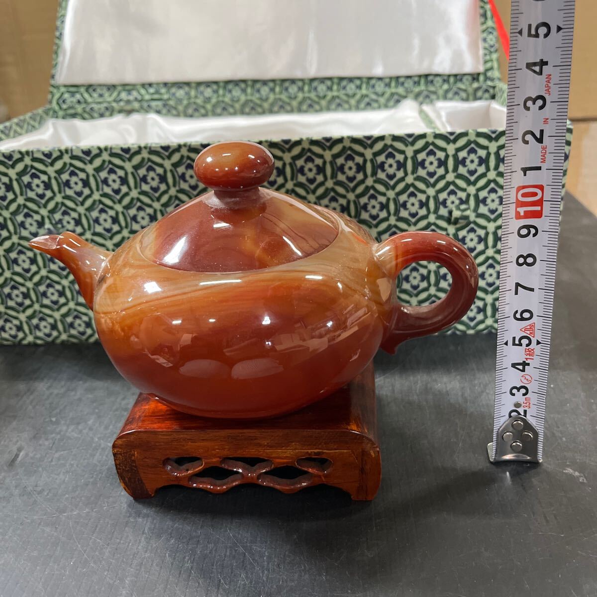 翡翠 玉器 中国 美術品 骨董 急須 食器 コレクション 箱にシール跡ありの画像4