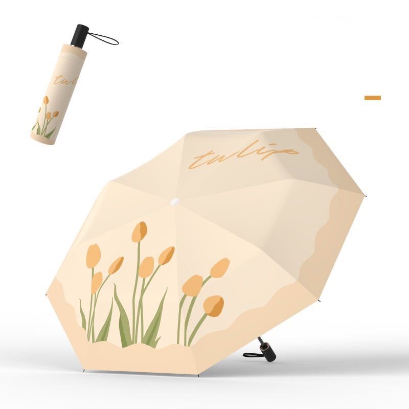 晴雨兼用傘 折りたたみ傘 UVカット 花柄 チューリップ　シンプル　オシャレ　レディース　丈夫 日傘 雨傘　8本骨