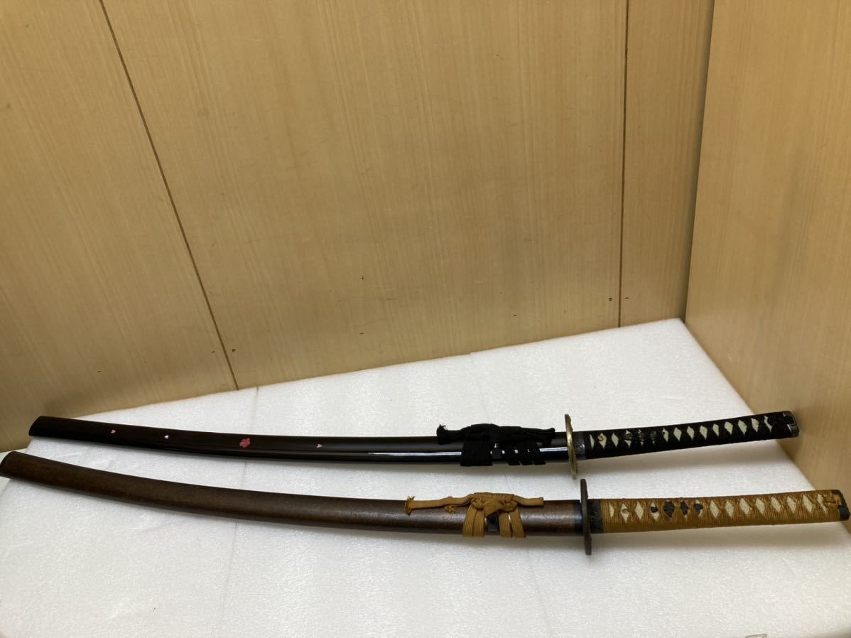 YK9809 模造刀　　 日本刀　　武道装具　大刀　全長約104cm 2点まとめ　現状品　0222_画像2