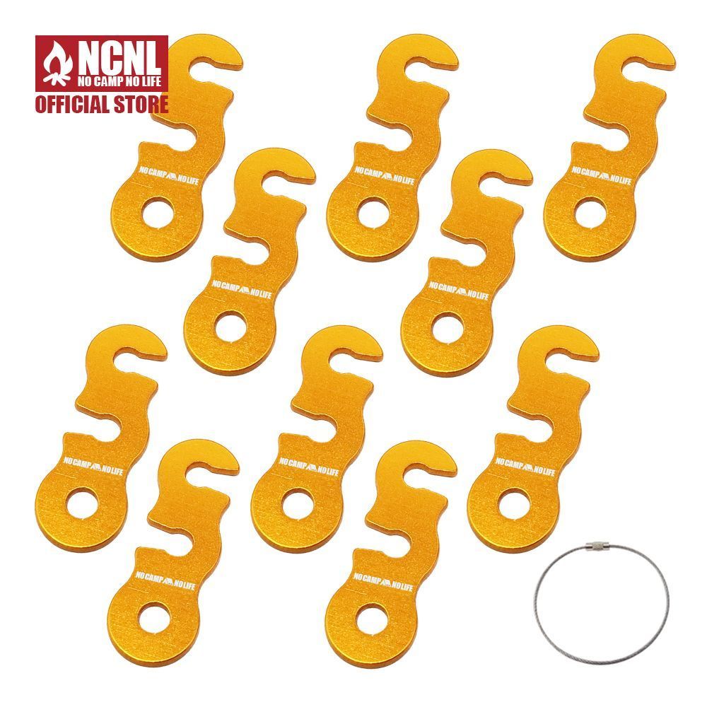 NCNL free metal fittings three hole type Gold 10 piece set aluminium rope length adjustment tent accessory camp supplies storage for wire attaching 