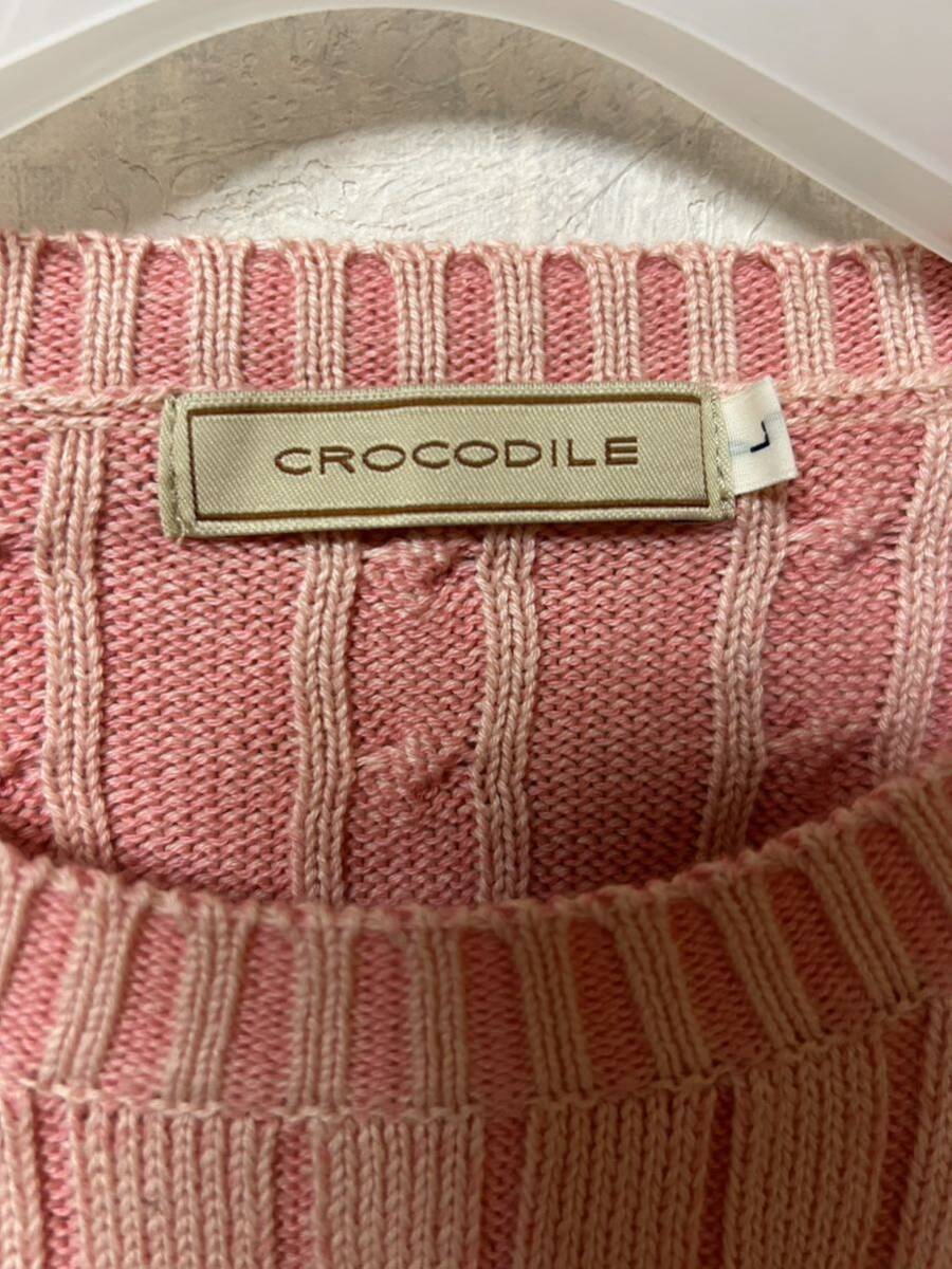 crocodileクロコダイルのピンクの綿セーターL _画像2