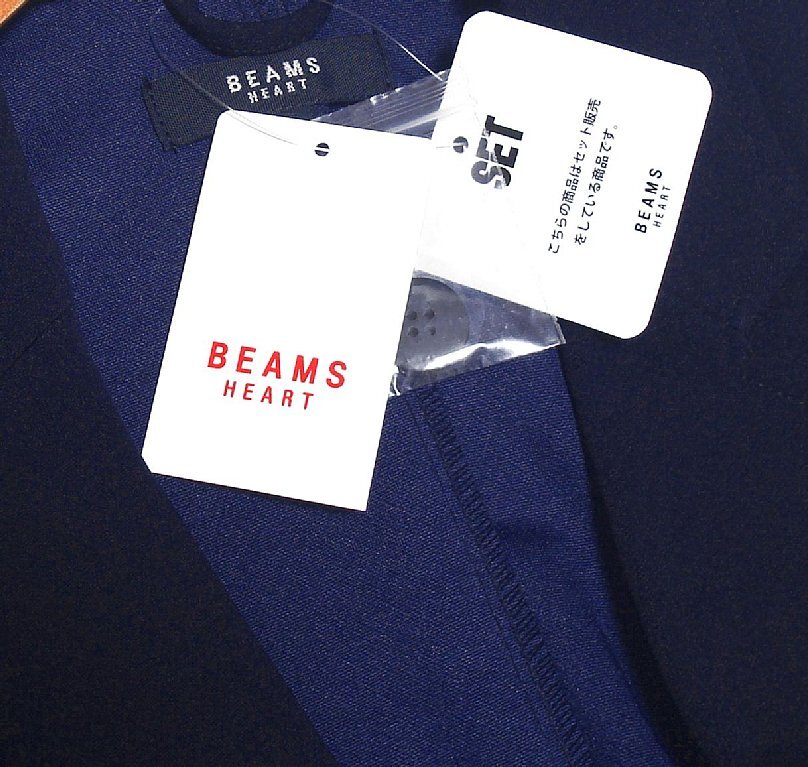 新品! BEAMS HEART 2B カジュアル セットアップ リラックス スーツ ネイビー (XL) ☆ ビームスハート メンズ ジャージ素材 ストレッチ LLの画像3