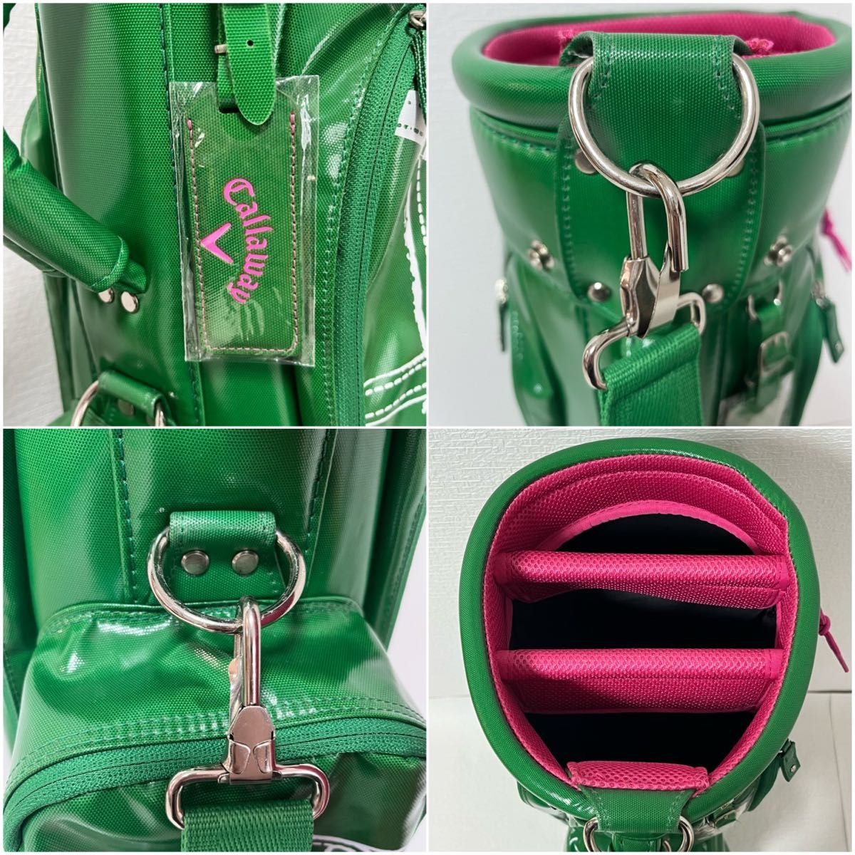 美品】キャロウェイ ゴルフ キャディバッグ グリーン エナメル 美品】キャロウェイ ゴルフ キャディバッグ グリーン エナメル