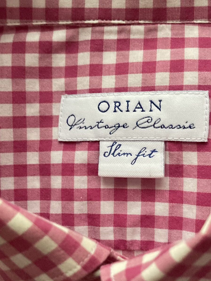 イタリア製　オリアン　ORIAN 　ワイド　ボタンダウンシャツ　ギンガムチェック　スリムフィット_画像9