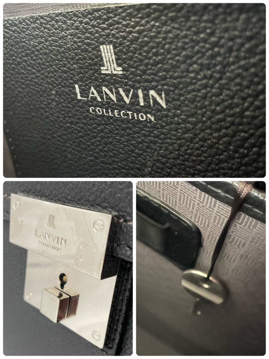 【極美品】ランバンコレクション LANVIN ビジネスバッグ ブリーフケース 本革 レザー ブラック 黒 2way 斜め掛け A4可 ダレスバッグ メンズの画像9