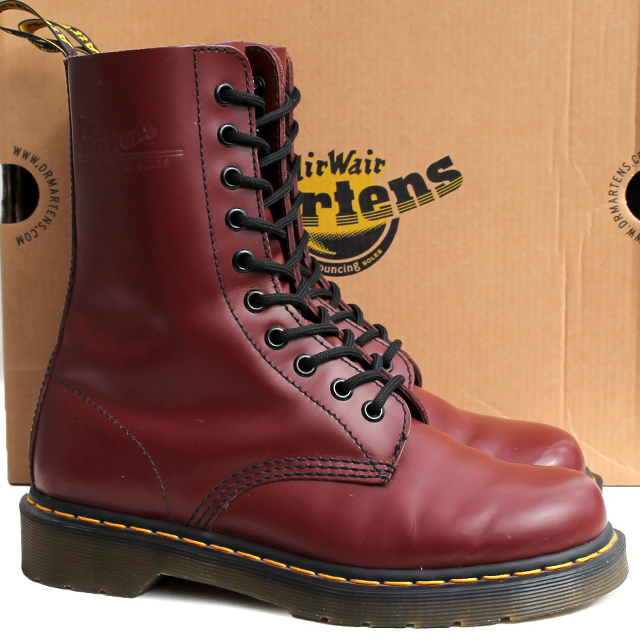 Dr.MARTENS ドクターマーチン★10ホールブーツ UK5=24 1490 チェリーレッド 10EYE BOOT スムースレザー レースアップ i-673_画像1