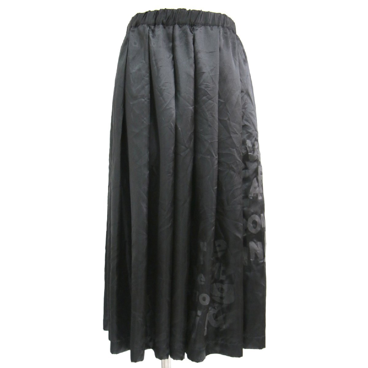 Черный Comde Garson Long юбка дно 22 осень / зима черная печать Satin Ad2022 Основное чистое повседневное