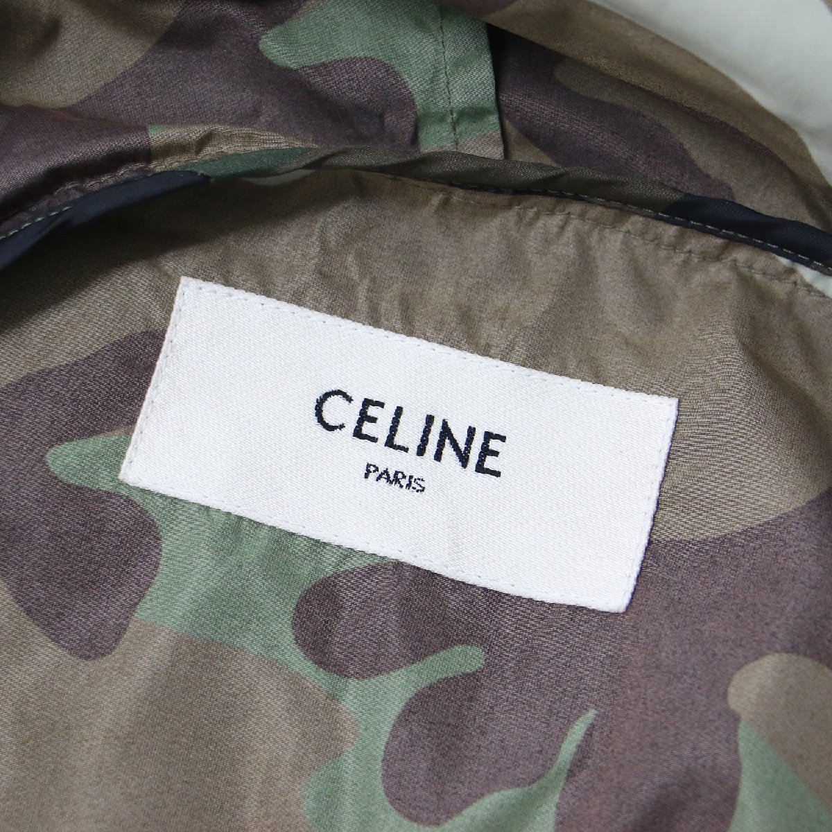 美品 CELINE セリーヌ ウィンドブレーカー カーキ 36(S) アノラックパーカー カモフラ 迷彩 トリオンフ ナイロン アウター ブルゾン_画像4