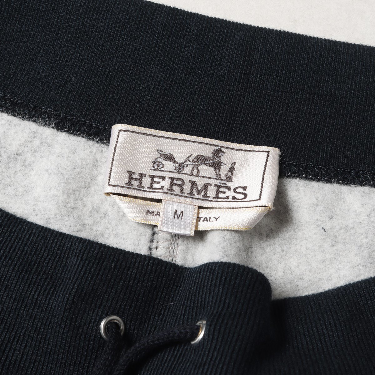 HERMES エルメス パンツ サイズ:M ツートーン スウェット ストレート イージーパンツ /裏起毛 グレー ネイビー イタリア製 ブランド_画像3