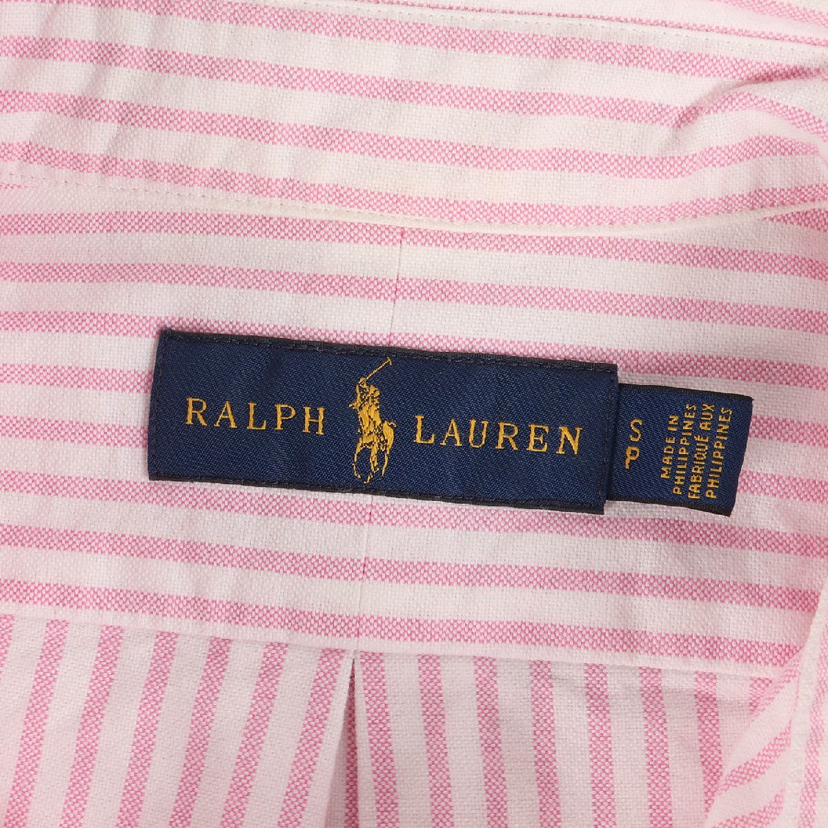 RALPH LAUREN ラルフローレン シャツ サイズ:S ポニー刺繍 ストライプ ボタンダウン オックスフォード 長袖シャツ B.D OX ホワイト ピンク_画像3