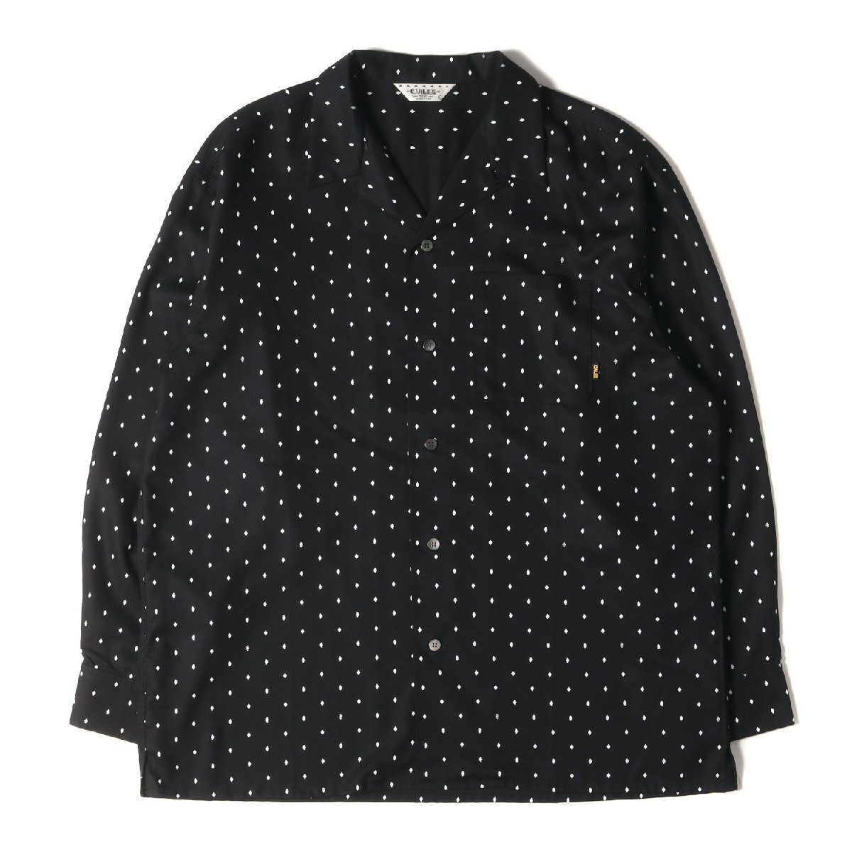 美品 CALEE キャリー シャツ サイズ:L 22AW ダイヤドット柄 オープンカラー 長袖シャツ Rhombus dot pattern R/P shirt ブラック 黒_画像1