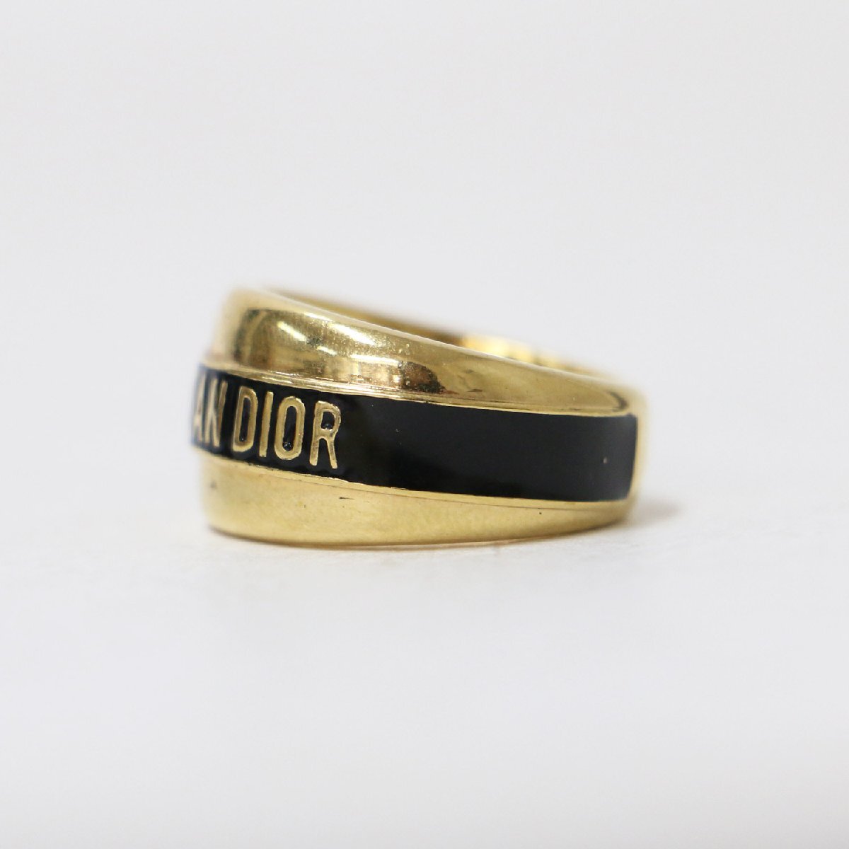 Christian Dior クリスチャンディオール 指輪 リング ゴールド ブラック 黒 S(10~11号) コード CODE ロゴ メタル GP アクセサリー_画像2