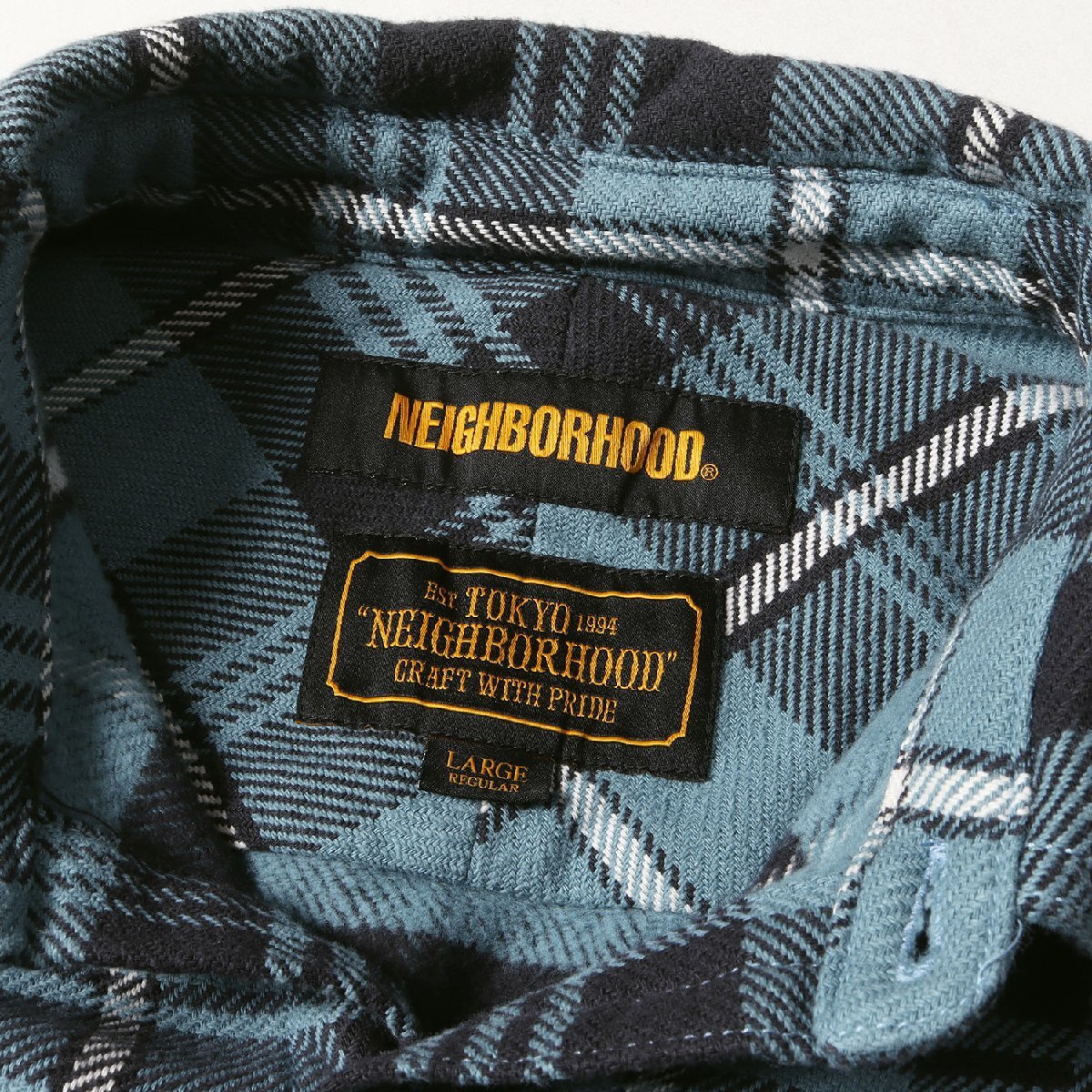 NEIGHBORHOOD ネイバーフッド シャツ サイズ:L 19AW ヘビー チェック フランネルシャツ LUMBERS / C-SHIRT . LS ブルー ブラック_画像3