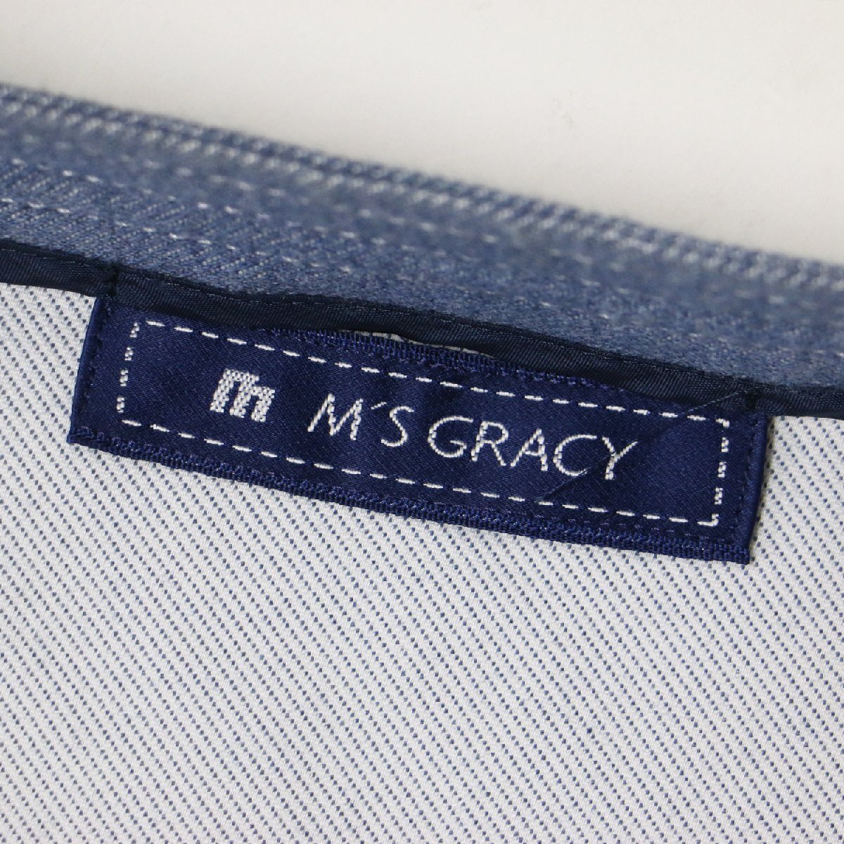 MS GRACY エムズグレイシー セットアップ ジャケット ワンピース ブルー 38 ひざ丈 切替え 花柄 ジャガード アウター_画像6