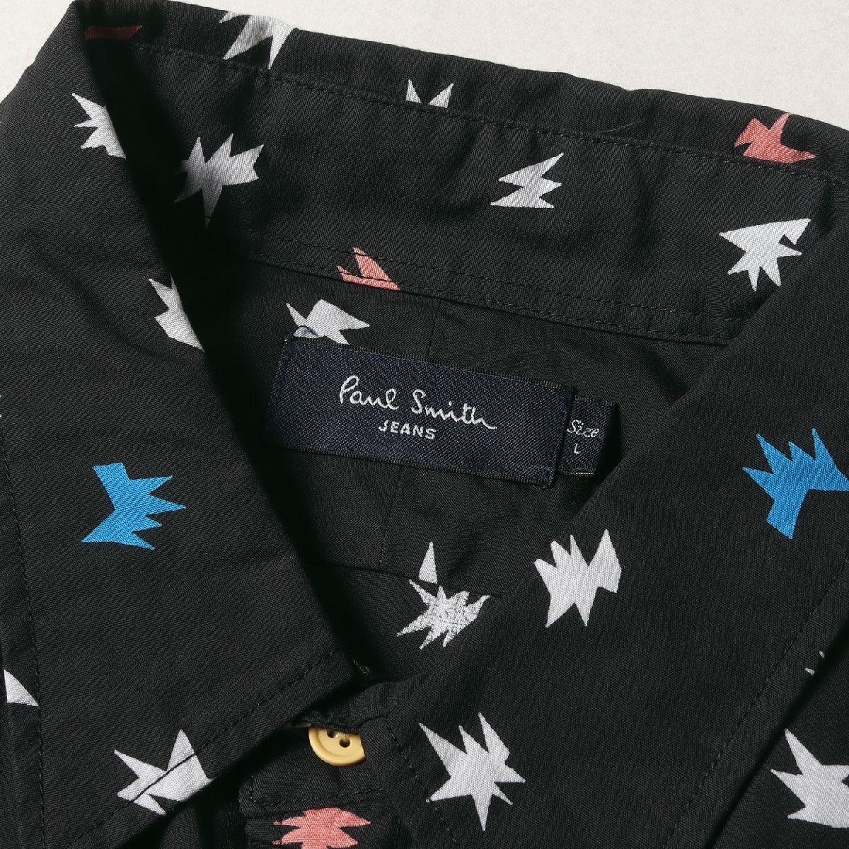 Paul Smith ポールスミス シャツ サイズ:L ジオメトリック 長袖シャツ 152607 661N 総柄 JEANS ブラック マルチカラー 黒 トップスの画像3