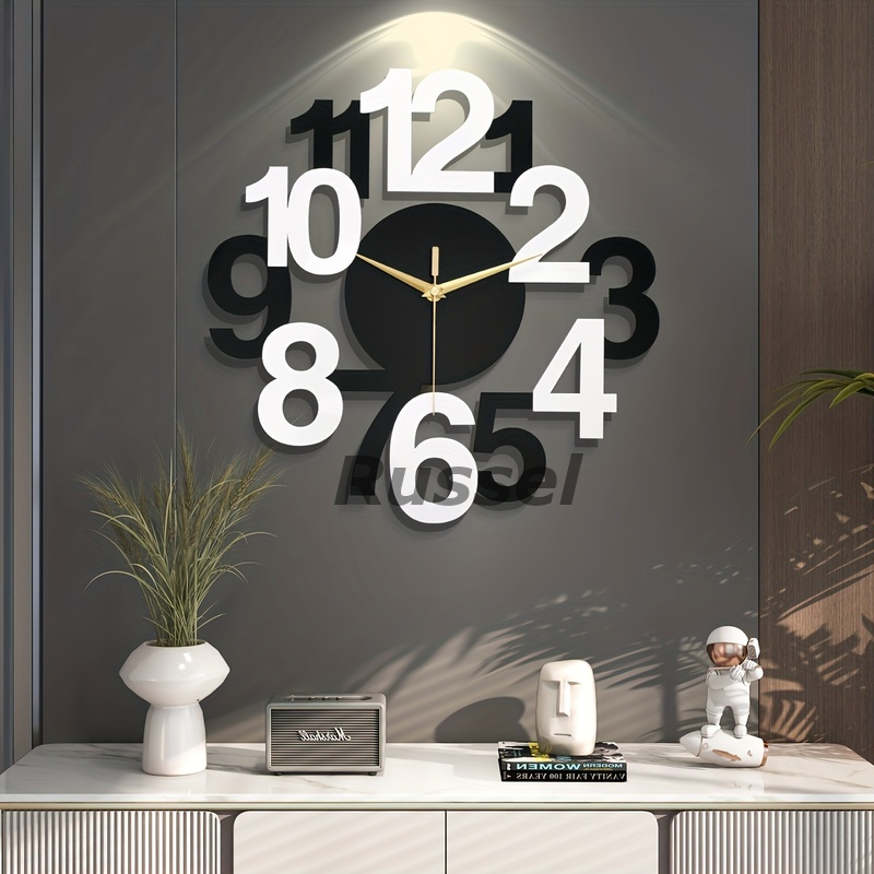 掛け時計 モノトーン ユニーク 静音 アナログ おしゃれ かわいい インテリア 北欧 シンプル 壁掛け 時計 アート ウォール クロック 4-7_画像5
