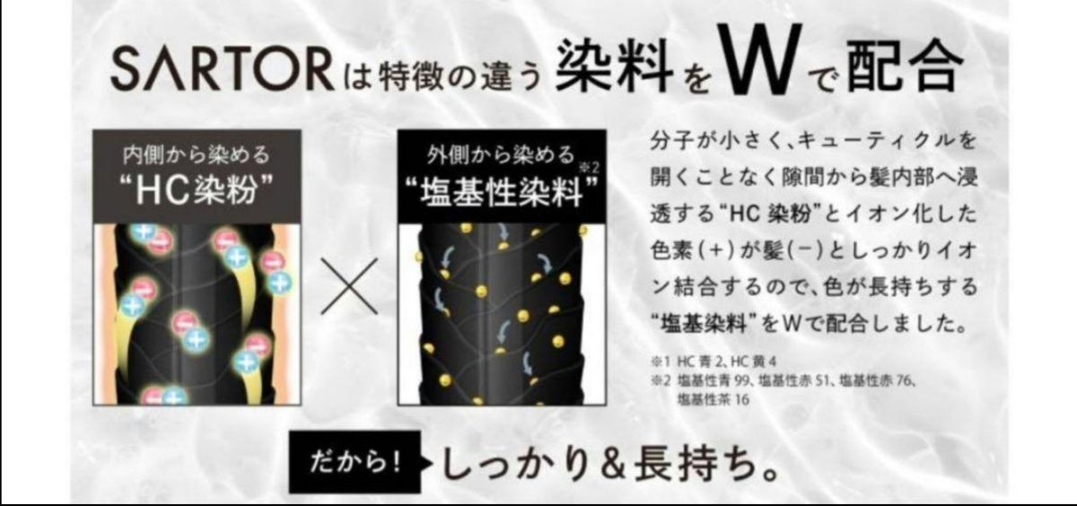 しっかり素早く染まる　SARTOR ブラックカラートリートメント 白髪染め２個セット　新品　未使用　日本製　送料無料_画像5