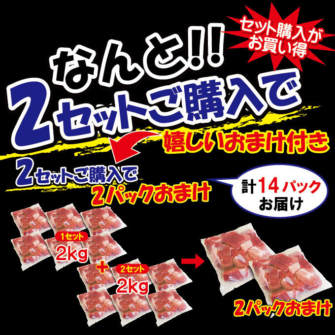 送料無料 国産豚肉煮込み用・カレー用角切り肉　冷凍 2ｋg 【豚バラ】【豚ロース】_画像7