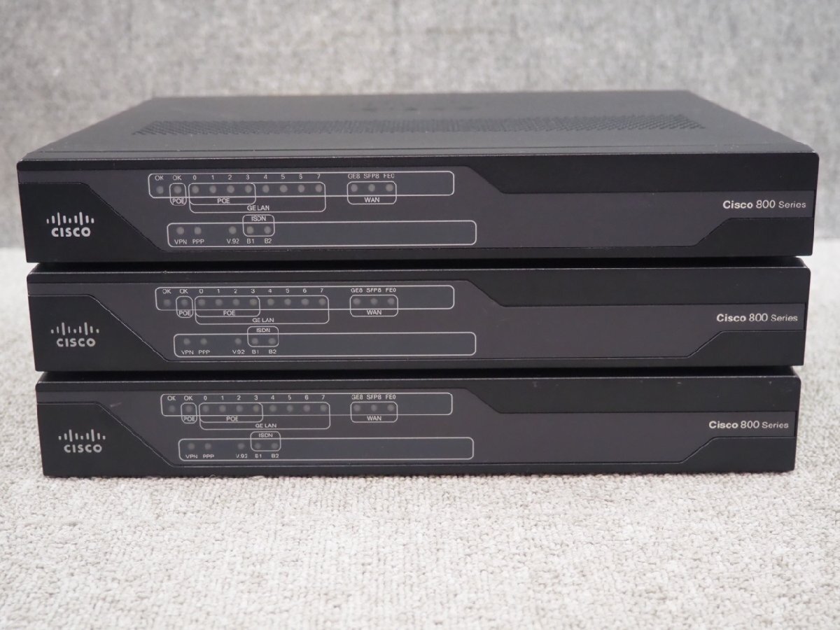 [N568] ☆ 3台セット！ ☆ Cisco　800シリーズ　C891FJ-K9 ☆ ACアダプタ×3個付 ☆_画像2