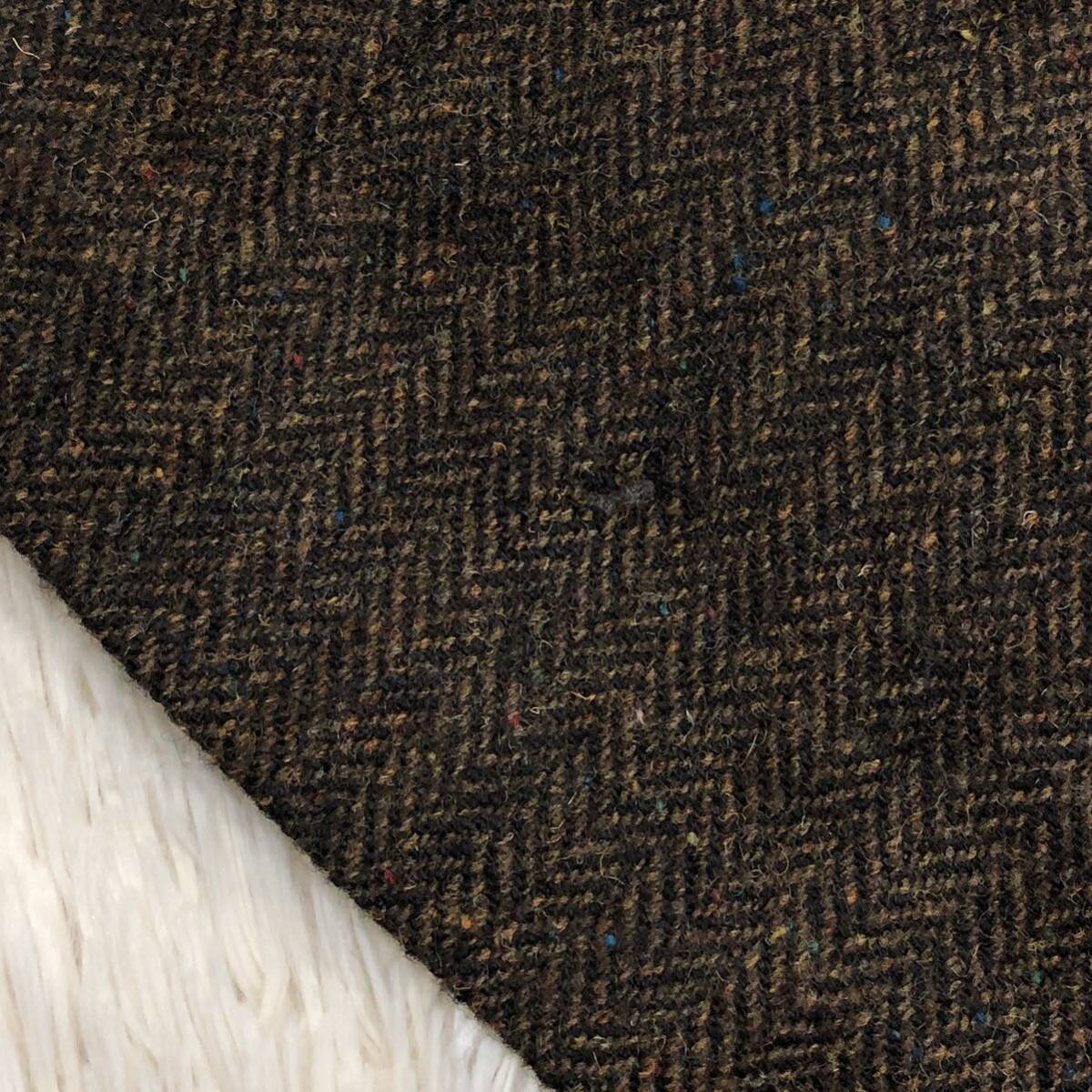 超希少XL！ハリスツイード【圧巻のツイード】Harris Tweed テーラードジャケット ブラウン ヘリンボーン くるみボタン 2B 総裏地 40R(LL)の画像10