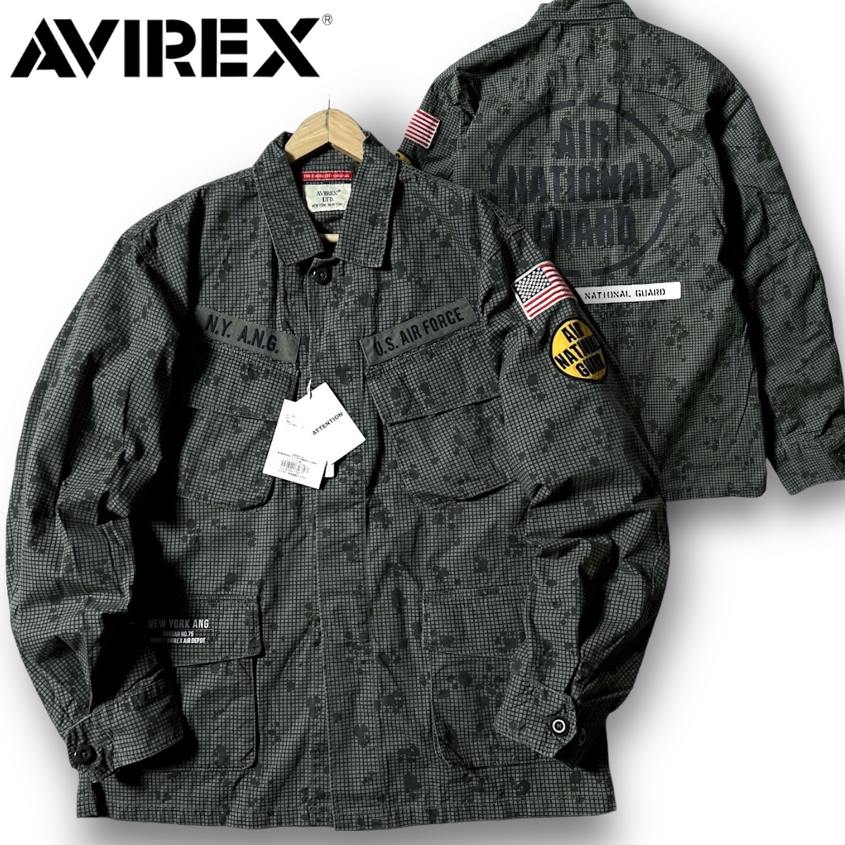 新品 AVIREX アヴィレックス 定価1.9万 高密度リップストップ 高耐久 ウォッシュ加工 ミリタリー ファティーグジャケット 3252046 L◆B3252_画像1