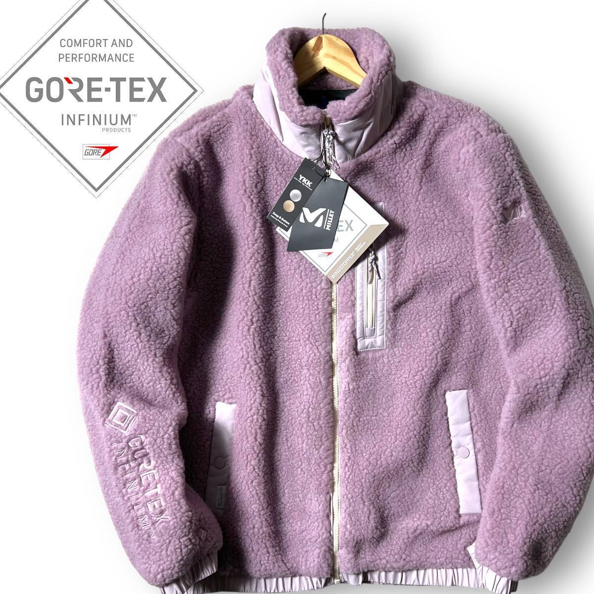 新品 MILLET ミレー GORE-TEX INFINIUM 防風 防寒 高機能 ハイスペック ボアフリースジャケット ブルゾン アウトドアウェア L ◆B1929e