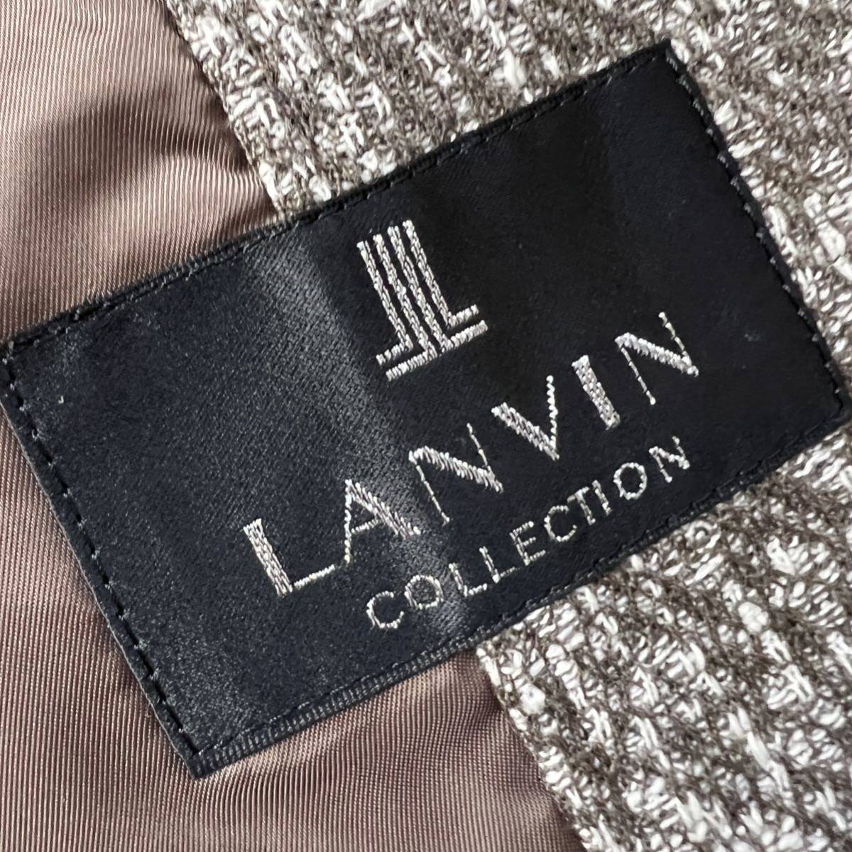 B26 〈希少サイズXXL〉LANVIN COLLECTION テーラード アンコンジャケット コットン ブラウン 52 2XL ランバンコレクション_画像7