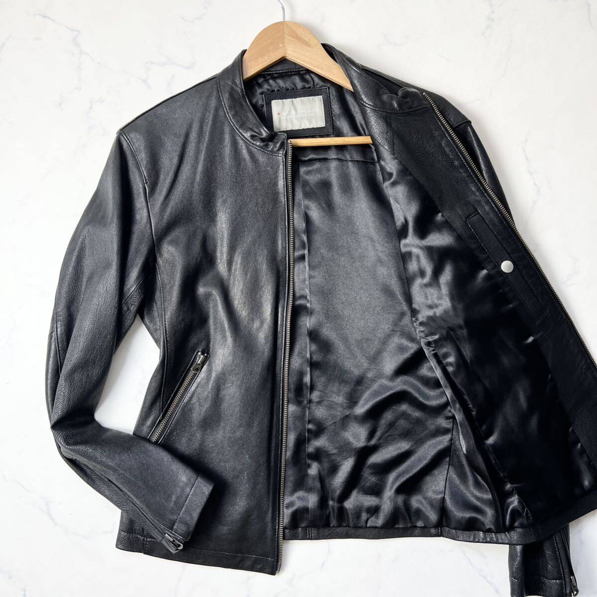 E4( rare size L) United Arrows A DAY IN THE LIFEgo-to leather rider's jacket single mountain sheep leather black L UNITED ARROWS